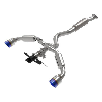 aFe 23-24 Toyota GR Corolla L3 1.6L (t) Gemini XV 3in to 2-1/2in Cat Back Exhaust w/ Blue Flame Tips