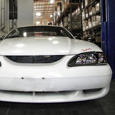 Spec-D 94-98 Ford Mustang Headlights Black Amber Reflectors