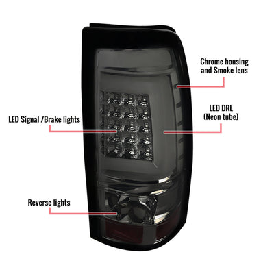Spec-D 03-07 Silverado GMC Sierra G2 LED Tail Lights Smoked