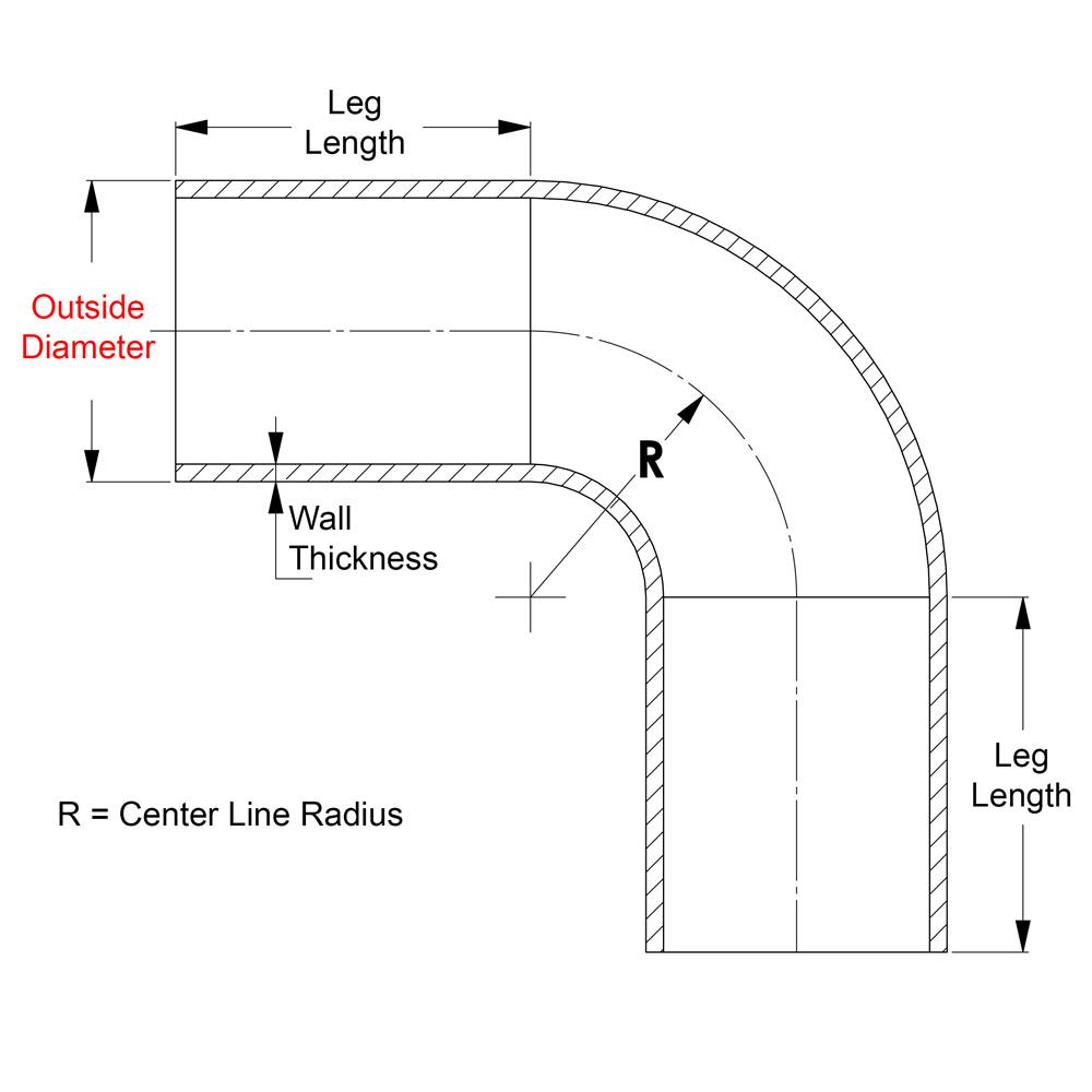 HPS Performance Products HPS 1" OD 90 Degree Bend 6061 Aluminum Elbow Pipe Tubing 16 Gauge, Mandrel Bent, Mill Finish
