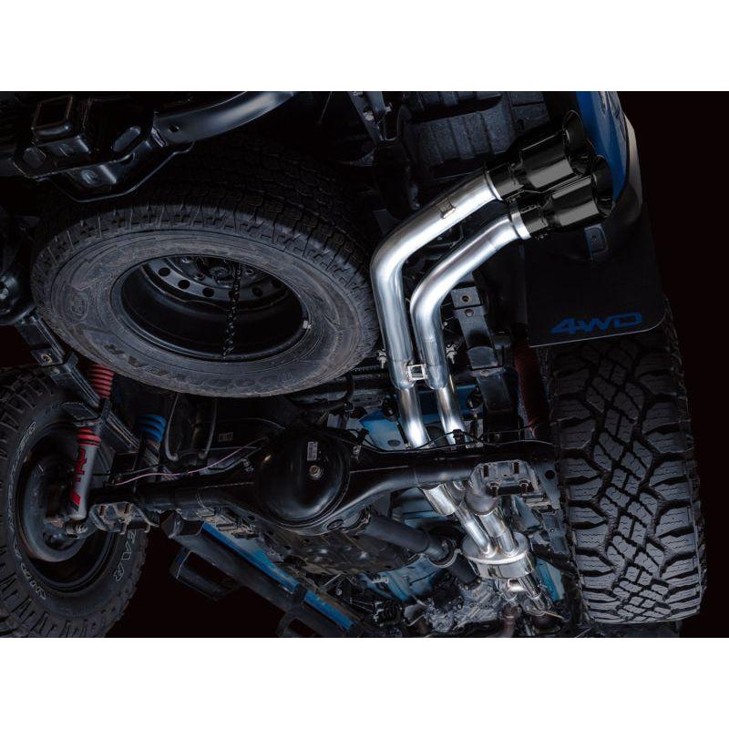 AWE 2016-2023 Toyota Tacoma 0FG Catback Exhaust w/ BashGuard - Dual Diamond Black Tips