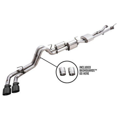 AWE 2016-2023 Toyota Tacoma 0FG Catback Exhaust w/ BashGuard - Dual Diamond Black Tips