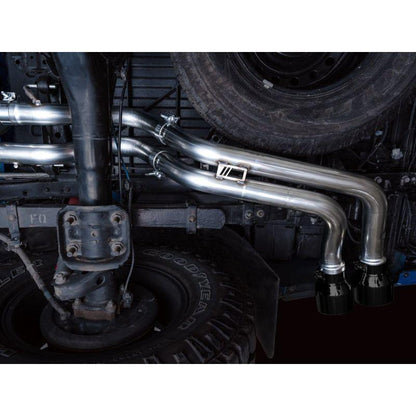 AWE 2016-2023 Toyota Tacoma 0FG Catback Exhaust w/ BashGuard - Dual Diamond Black Tips