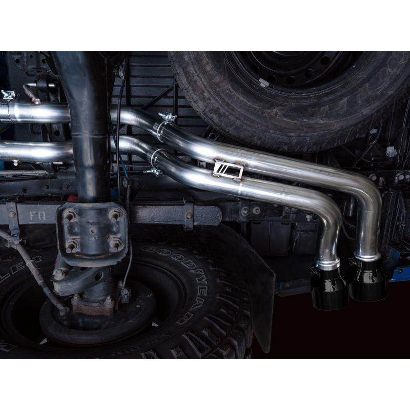 AWE 2016-2023 Toyota Tacoma 0FG Catback Exhaust w/ BashGuard - Dual Diamond Black Tips