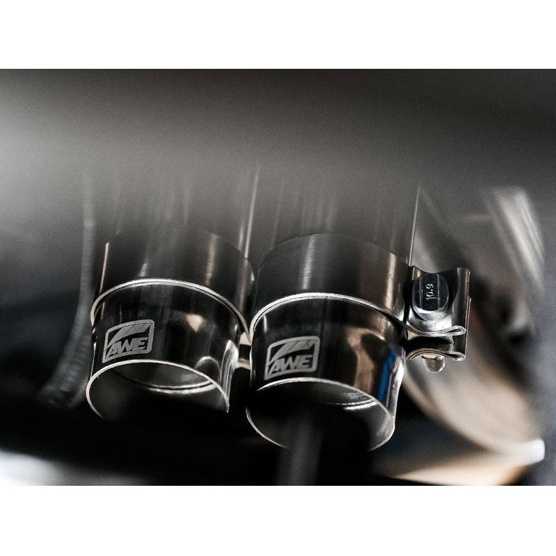 AWE 2016-2023 Toyota Tacoma 0FG Catback Exhaust w/ BashGuard - Dual Diamond Black Tips