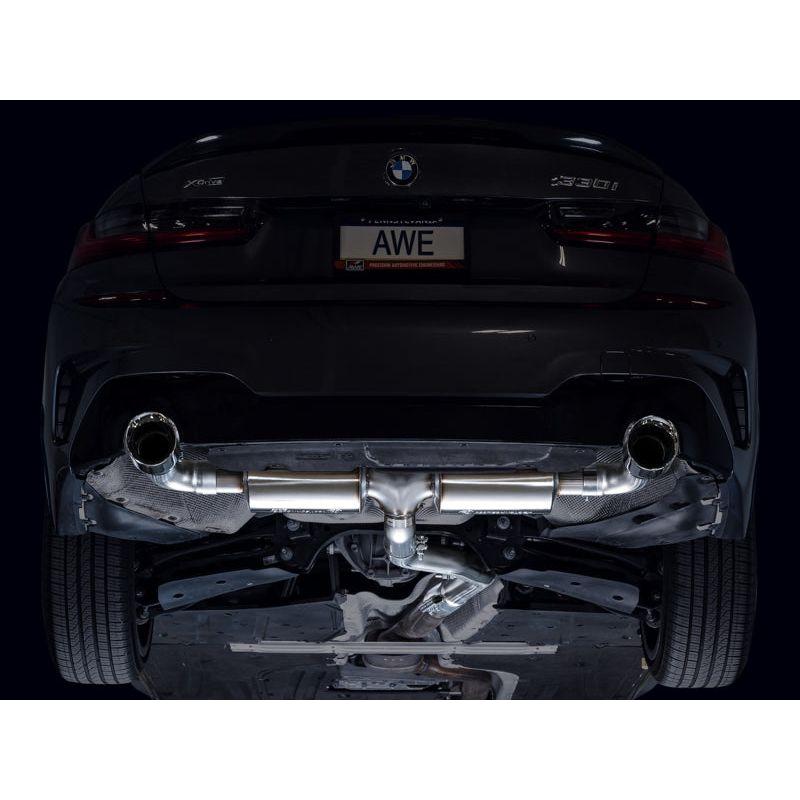 AWE 19-23 BMW 330i / 21-23 BMW 430i Base G2X Touring Axle Back Exhaust - Chrome Silver