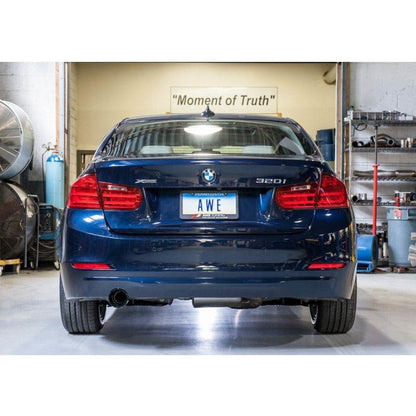 AWE Tuning 13-18 BMW 320i (F30) Touring Edition Exhaust w/ Perfomance Mid Pipe - Diamond Black Tips