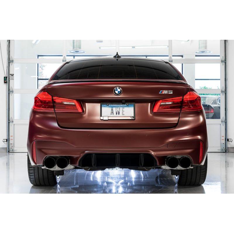 AWE Tuning 18-19 BMW M5 (F90) 4.4T AWD Cat-back Exhaust - Track Edition (Diamond Black Tips)