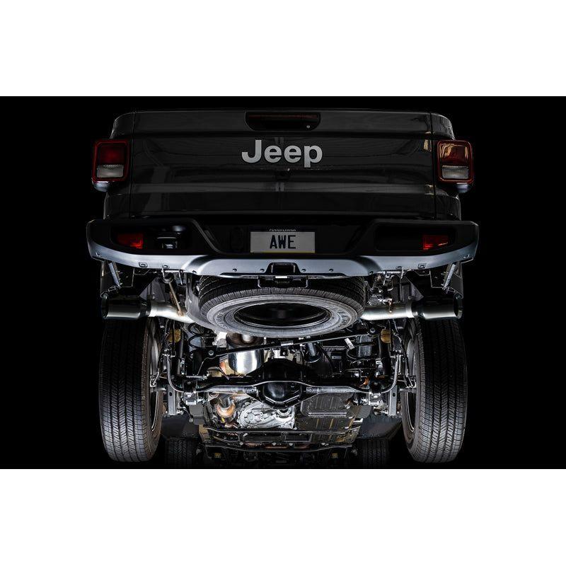 AWE Tuning 20-21 Jeep Gladiator JT 3.6L Tread Edition Cat-Back Dual Exhaust - Diamond Black Tip