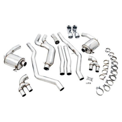 AWE Tuning 2019+ BMW M340i (G20) Non-Resonated Touring Edition Exhaust - Quad Chrome Silver Tips