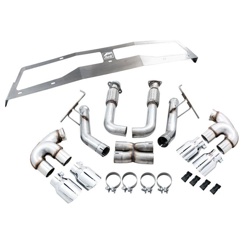 AWE Tuning 2020 Chevrolet Corvette (C8) Track Edition Exhaust - Quad Chrome Silver Tips