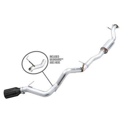 AWE Tuning 2021+ Ford Bronco 0FG Single Rear Exit Exhaust w/Diamond Black Tip & Bash Guard
