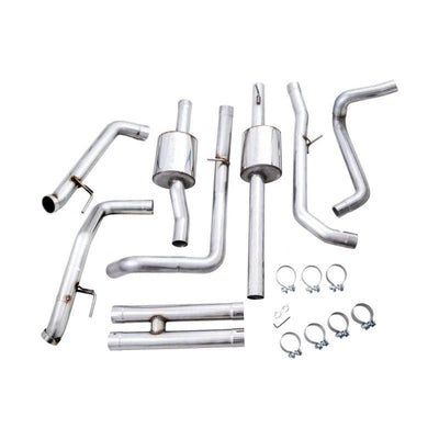 AWE Tuning 22-23 GMC Sierra 1500 AT4X 6.2L 0FG Catback Split Dual (Flat Bumper) - Bashguard(No Tips)
