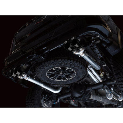 AWE Tuning 22-23 GMC Sierra 1500 AT4X 6.2L 0FG Catback Split Dual (Flat Bumper) - Diamond Black Tips