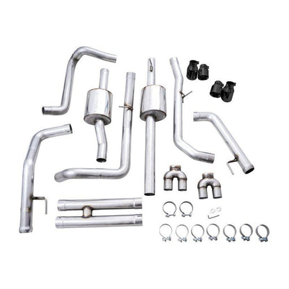 AWE Tuning 22-23 GMC Sierra 1500 AT4X 6.2L 0FG Catback Split Dual (Flat Bumper) - Diamond Black Tips