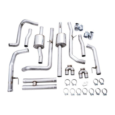 AWE Tuning 4th Gen GM 1500 6.2L 0FG Catback Split Rear Exit (w/ Bumper Cutouts) - Quad Chrome Tips