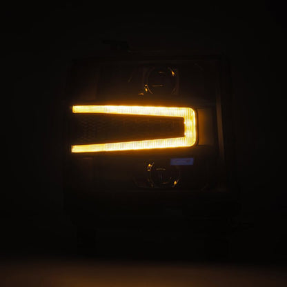 AlphaRex 16-18 Chevrolet Silverado 1500 LUXX-Series LED Projector Headlights Alpha-Black