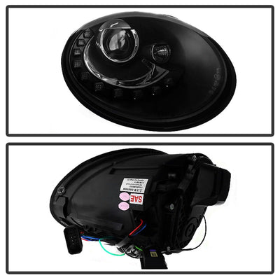 Spyder Volkswagen Beetle 06-10 Projector Headlights DRL LED Black PRO-YD-VB06-DRL-BK 5080929