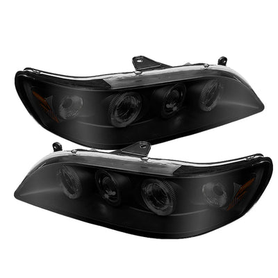 Spyder Honda Accord 98-02 1PC Projector Headlights LED Halo Amber Reflector Blk PRO-YD-HA98-AM-BK
