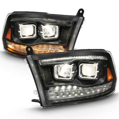 ANZO 2009-2018 Dodge Ram 1500 Projector H.L. Switchback Chrome Amber 111442