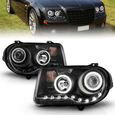 Anzo 2005-2010 Chrysler 300C Projector Headlights w/ Halo Black (CCFL) G2
