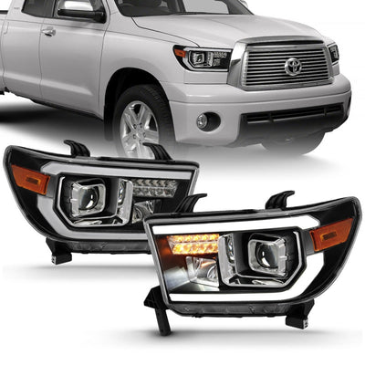 ANZO 2007-2014 Toyota Tundra Projector Light Bar H.L Black Amber(Led High Beam) (Halogen Version) 111447