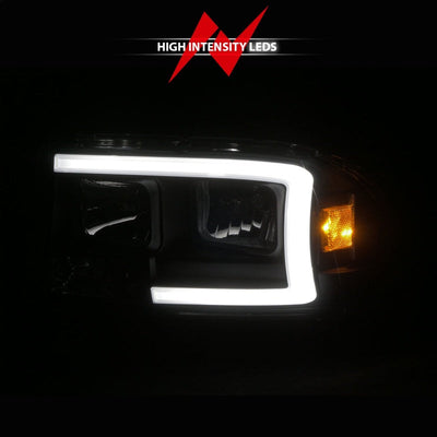 ANZO 97-04 Dodge Dakota/Durango Crystal headlight Set w/ Light Bar Black Housing 111591