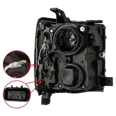 AlphaRex 15-19 Chevrolet Silverado 2500HD/3500HD PRO-Series Halogen Projector Headlights Jet Black