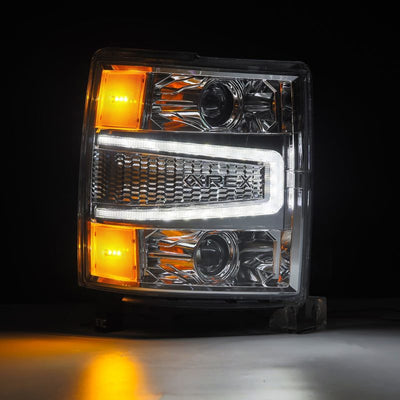 AlphaRex 14-15 Chevrolet Silverado LUXX-Series LED Projector Headlights Chrome