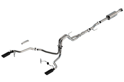 Borla F-150 2021 5.0L 4dr CC SB EC STB Lariat/KR/Platinm/LTD 3/2.25 SRE Cat-Back ATAK Black CHR Tips 140867BC