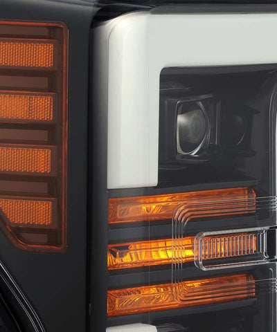 AlphaRex 17-19 Ford Super Duty PRO-Series Halogen Projector Headlights Jet Black