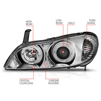 Anzo 2000-2004 Infiniti I30 Projector Headlights w/ Halo Chrome