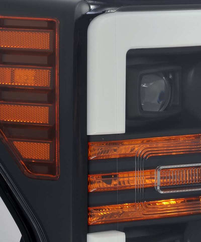AlphaRex 17-19 Ford Super Duty PRO-Series Halogen Projector Headlights Black