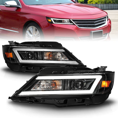 ANZO 14-20 Chevrolet Impala Square Projector LED Bar Headlights w/ Black Housing 121574