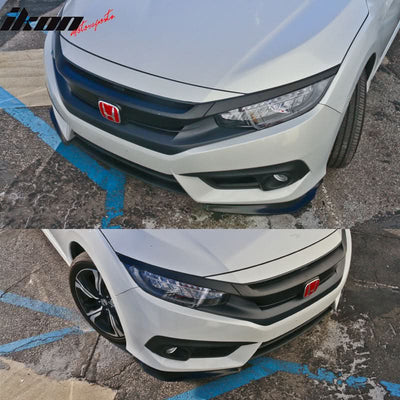 2016-2018 Honda Civic 2PC Unpainted Front Lip Splitter Spoiler PP
