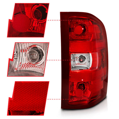 ANZO 2007-2013 Chevy Silverado Taillight Red/Clear Lens (OE Replacement) 311303