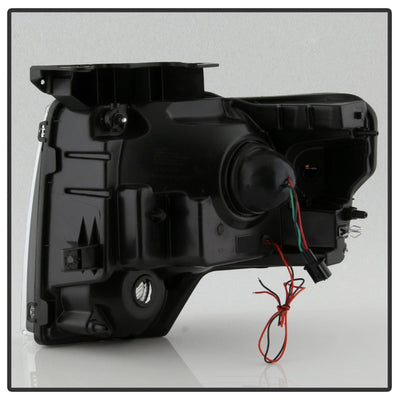 SPYDER xTune Ford F150 Projector Headlights - Light Bar DRL - Black PRO-JH-FF15009-LBDRL-BK 9037252