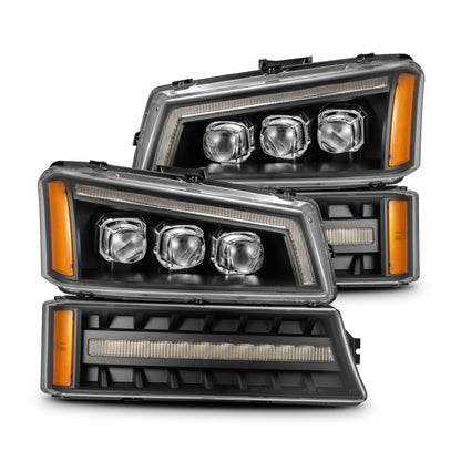 AlphaRex 03-06 Chevrolet Silverado/02-06 Avalanche (without body cladding) NOVA-Series LED Projector Headlights Black