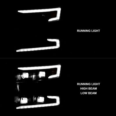 ANZO 19-22 Chevrolet Silverado 1500 LED Proj HL w/Lgt Bar SwBk Seq. Blk w/In. Light - Passenger Side 111566-R