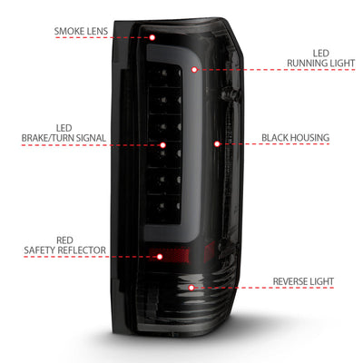 ANZO 1987-1996 Ford F-150 LED Taillights Black Housing Smoke Lens (Pair) 311351