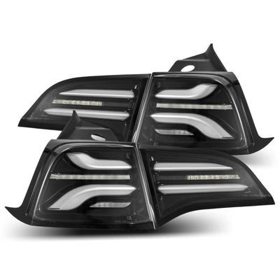 AlphaRex 20-24 Tesla Model Y / 22-23 Model 3 (With Stock Amber Turn Signal) PRO-Series LED Tail Lights Jet Black