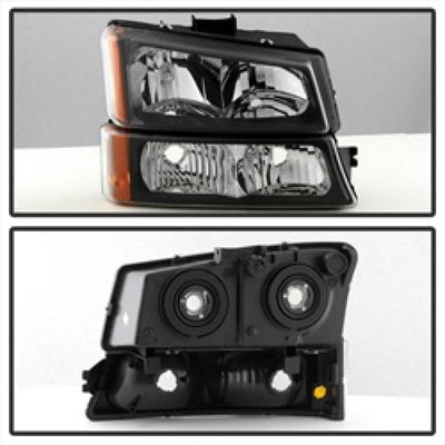 SPYDER Xtune Chevy Silverado 2500HD 03-06 Crystal Headlights w/ Bumper Lights Black HD-JH-CSIL03-AM-BK-SET 5069801