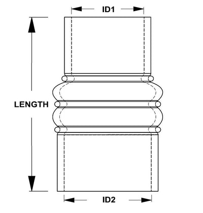 HPS Performance Products HPS 2-1/2" - 3" ID, 6" Length, Silicone Charge Air Cooler CAC Hose Double Hump Reducer Coupler Bellow Cold Side, High Temp 4-ply Reinforced, 63mm - 76mm ID