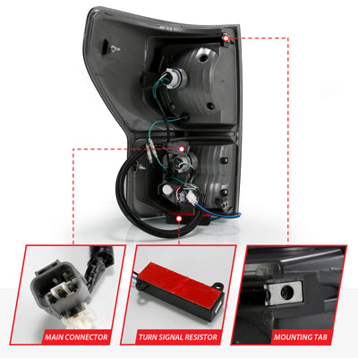 ANZO 2007-2013 Toyota Tundra LED Taillights Plank Style Black w/Smoke Lens 311337