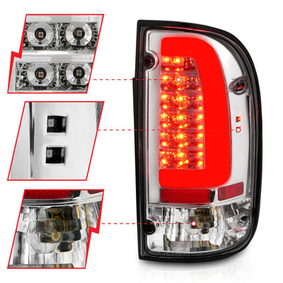 ANZO 1995-2004 Toyota Tacoma LED Taillights Chrome Housing Clear Lens (Pair) 311355