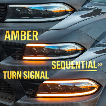 SPDZ1 2015–2024 Dodge Charger Hellfire LED Headlights w/ Switchback DRL & Amber Sequential Turn Signals
