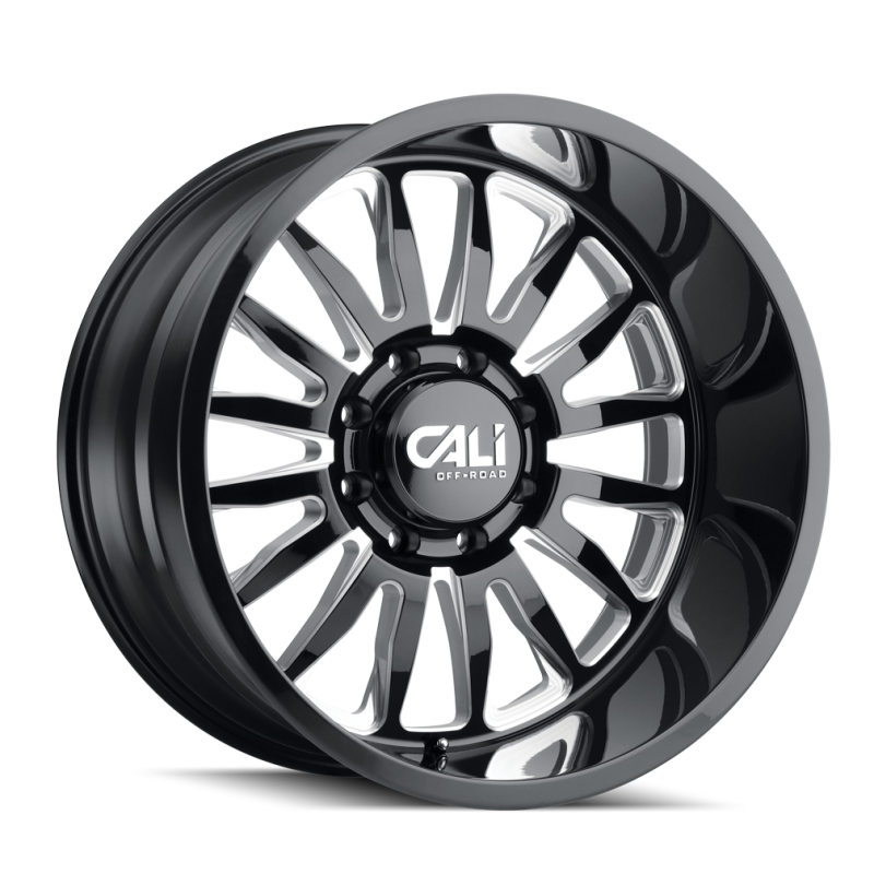 Cali Off-Road 9110 Summit 22x10 / 6x135 BP / 0mm Offset / 87.1mm Hub Gloss Black Milled Wheel 9110-22136BM