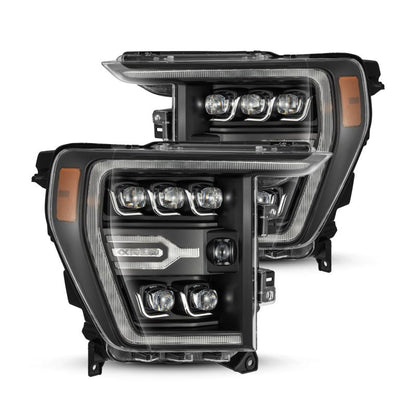 AlphaRex 21-23 Ford F150 / 21-23 Ford F150 Raptor NOVA-Series LED Projector Headlights Black