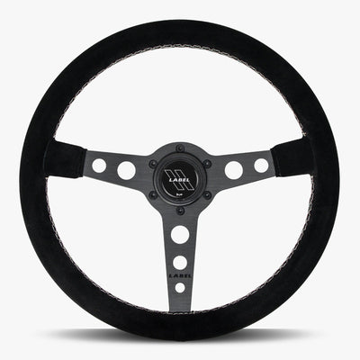 The Daytona | Black Alcantara Suede | Black Spoke | White Stitch