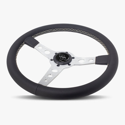The Daytona | Black Leather | Silver Spoke | White Stitch